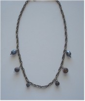 Dragon Veins beads on double link pewter chain necklace.