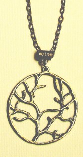 Brass Tree of Life pendant on chain necklace.